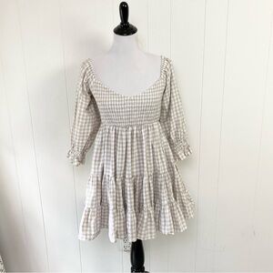 Checkered Cream Mini Dress